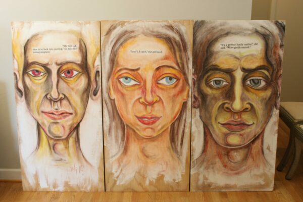 Original Mixed Media Male Portrait on Board - "A Private Family Matter"